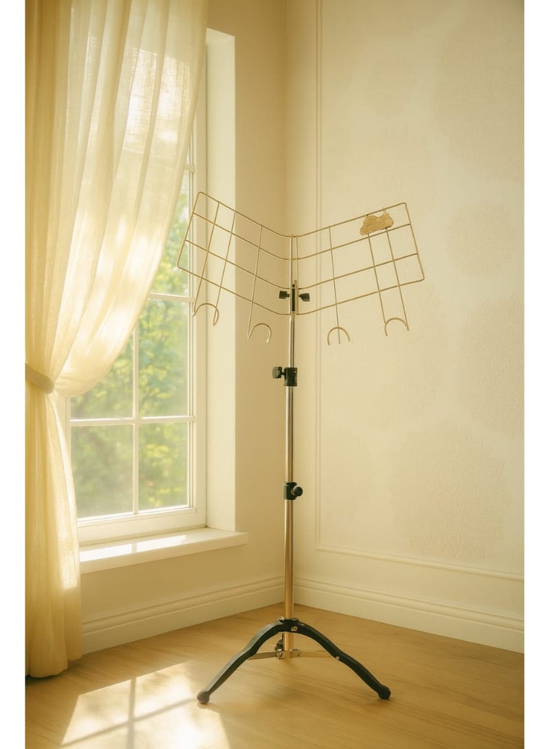Adjustable Metal Floor Quran Stand and Book Holder with Tripod Base, Foldable Mesh Reading and Recitation Stand for Mosque and Home - Image 3