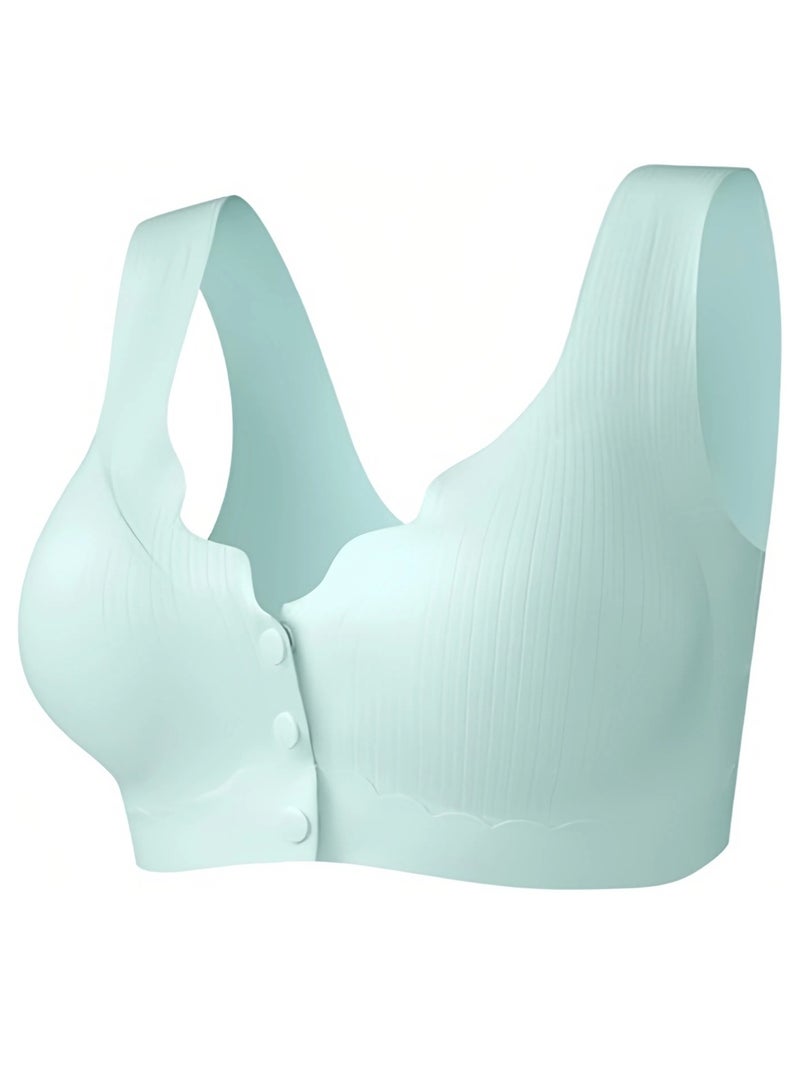 Zylo Front Closure Bras for Women Wireless No Underwire Comfort Convenient Seamless Supportive Mastectomy Bralettes（  Green XL) - Image 1