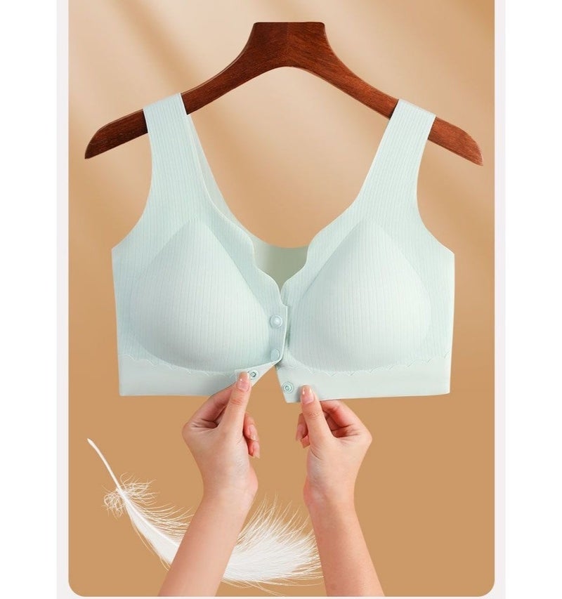 Zylo Front Closure Bras for Women Wireless No Underwire Comfort Convenient Seamless Supportive Mastectomy Bralettes（  Green XL) - Image 2
