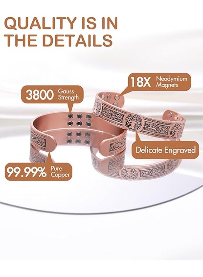 Feraco Copper Bracelet for Men Pain Relief, 18X Enhanced Strength Magnetic Bracelet with Neodymium Magnets, Pure Copper Jewelry Gift - Image 5