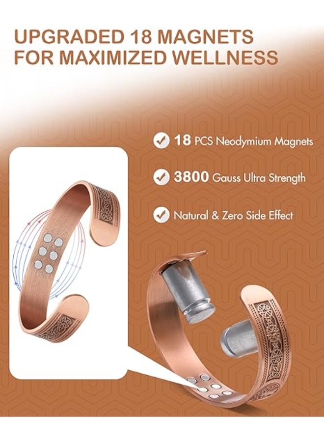 Feraco Copper Bracelet for Men Pain Relief, 18X Enhanced Strength Magnetic Bracelet with Neodymium Magnets, Pure Copper Jewelry Gift - Image 2