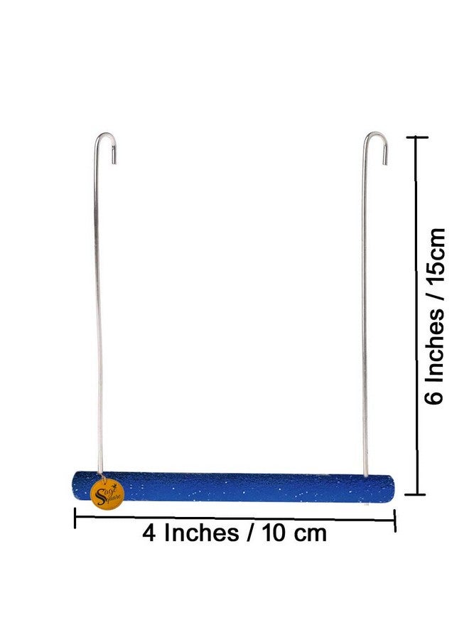 سايج سكوير أرجوحة خشبية طبيعية مرحة مع قفص معلق، منصة تسلق، تدريب، تمرين، مجثم رملي للطيور (صغير) - Image 3