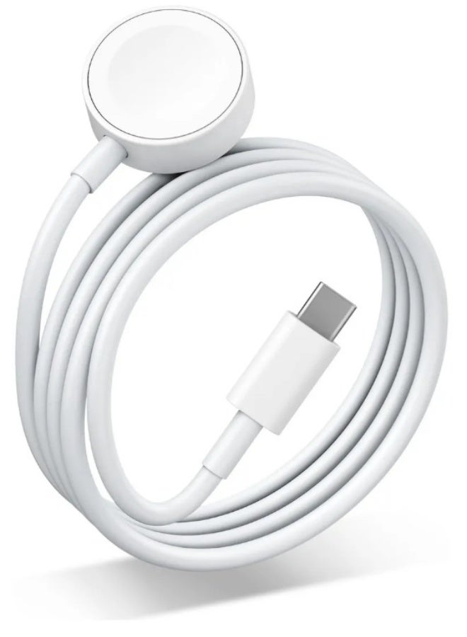 Nicor Apple Watch Charger Magnetic Fast Charging Cable USB A & Type C 3.3ft 1m Portable  Charger Compatible with Apple Watch Series 9 8 7 6 5 4 SE iWatch Charging Cord White (2 Pack) - Image 2