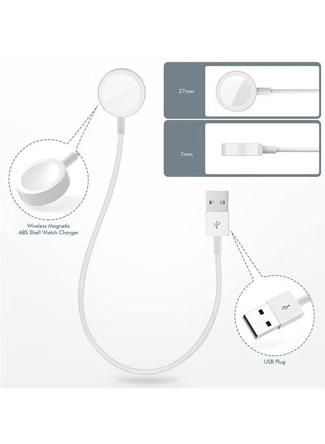 Nicor Apple Watch Charger Magnetic Fast Charging Cable USB A & Type C 3.3ft 1m Portable  Charger Compatible with Apple Watch Series 9 8 7 6 5 4 SE iWatch Charging Cord White (2 Pack) - Image 4