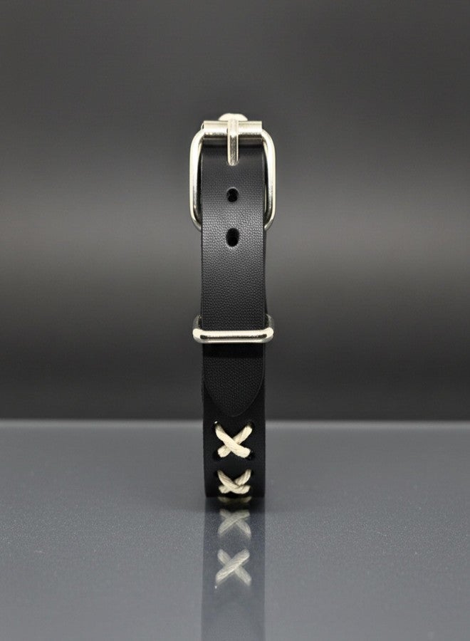 THE MEN THING Nomad X - 16mm Black Genuine Leather Adjustable Bracelet for Men & Boys (9 inch) - Image 4