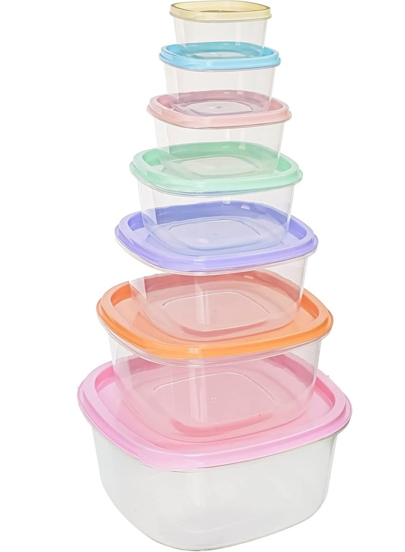 favilla 14-piece multi-colored refrigerator food storage container set - Perfect organization and lasting freshness, various sizes - Image 3