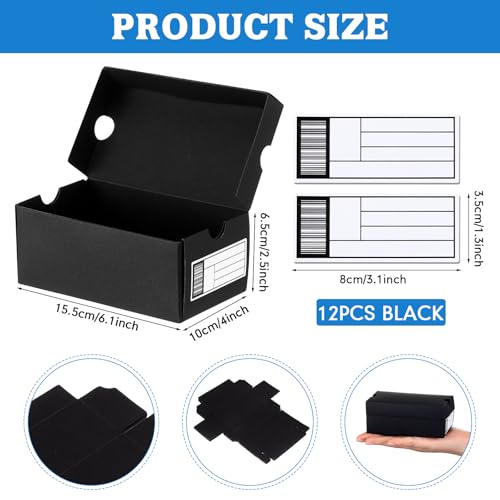 Fullhawl 12 Sets Mini Shoe Gifts Boxes for Party Favors 6.1 x 3.9 x 2.5 Inches Sports Mini Sneaker Box with Editable Label for Candies Cookies Snacks(Black,6.1 x 3.9 x 2.5 Inches) - Image 3