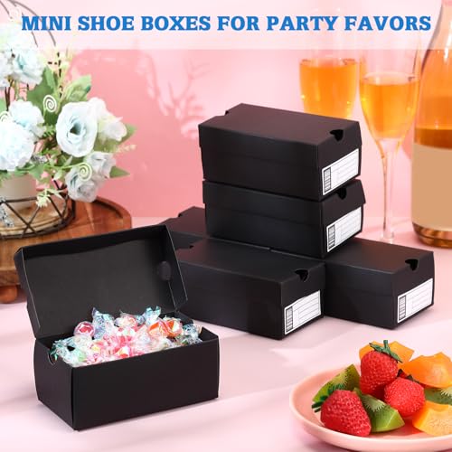 Fullhawl 12 Sets Mini Shoe Gifts Boxes for Party Favors 6.1 x 3.9 x 2.5 Inches Sports Mini Sneaker Box with Editable Label for Candies Cookies Snacks(Black,6.1 x 3.9 x 2.5 Inches) - Image 4