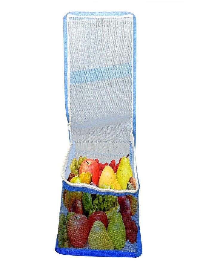 SpiderJuice 1Pc Multipurpose Reusable Fruit & Vegetable Mesh Bag Food Storage Net Bags Organizer with Zipper Sandwich Jaali Bags Freezer And Fridge Storage case Washable Net Pouches Kitchen Storage - Image 1