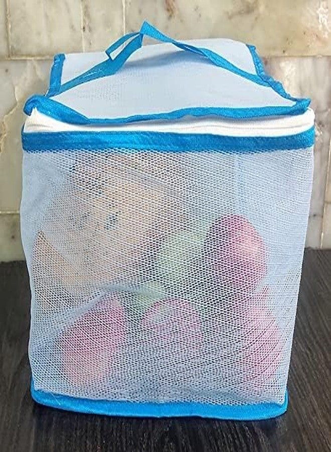 SpiderJuice 1Pc Multipurpose Reusable Fruit & Vegetable Mesh Bag Food Storage Net Bags Organizer with Zipper Sandwich Jaali Bags Freezer And Fridge Storage case Washable Net Pouches Kitchen Storage - Image 2