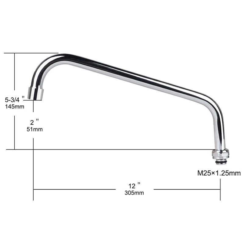 TNROTED 12 Inch Commercial Faucet Swivel Spout Replacement Kit for Commercial Wall Mount Pre Rinse Faucet  360 Swivel Spout Fits for 2 or 3 Bay Compartment Sinks  Chrome Finish - Image 3