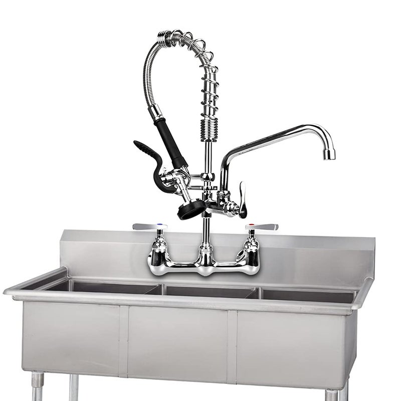 TNROTED 12 Inch Commercial Faucet Swivel Spout Replacement Kit for Commercial Wall Mount Pre Rinse Faucet  360 Swivel Spout Fits for 2 or 3 Bay Compartment Sinks  Chrome Finish - Image 5