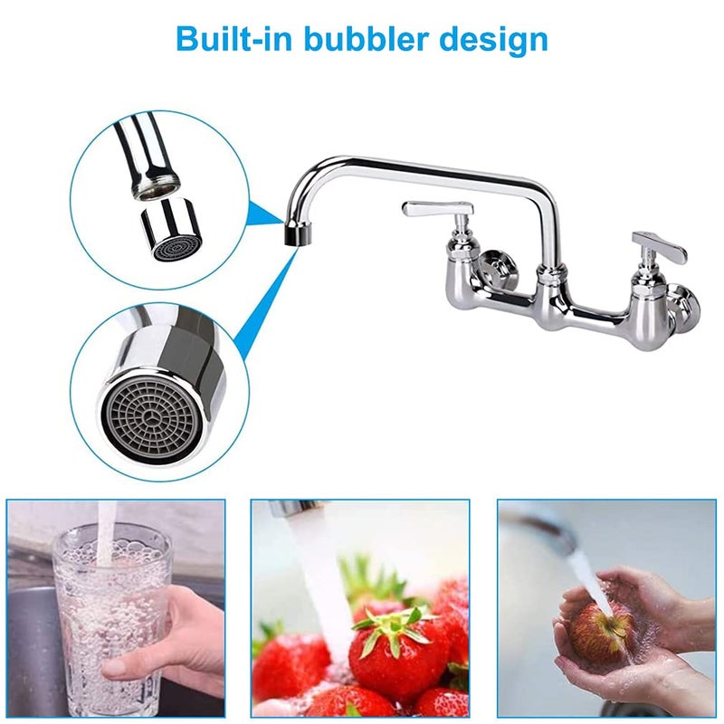 TNROTED 12 Inch Commercial Faucet Swivel Spout Replacement Kit for Commercial Wall Mount Pre Rinse Faucet  360 Swivel Spout Fits for 2 or 3 Bay Compartment Sinks  Chrome Finish - Image 4