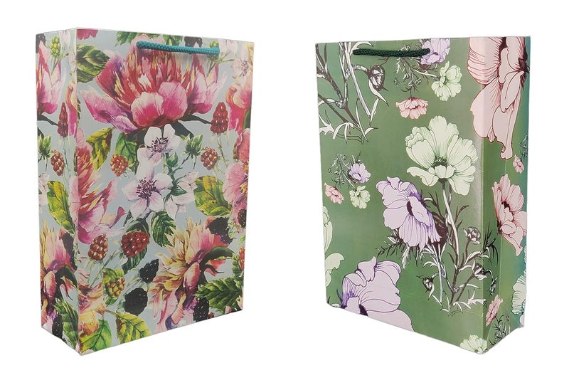 TASCHE TASCHE Cherry Flower and Popudi Flower Design Printed Assorted Design Paper Carry Bags Gift Bags for Return gifts Birthday and presents 2794 2032 762 CM Pack of 24 