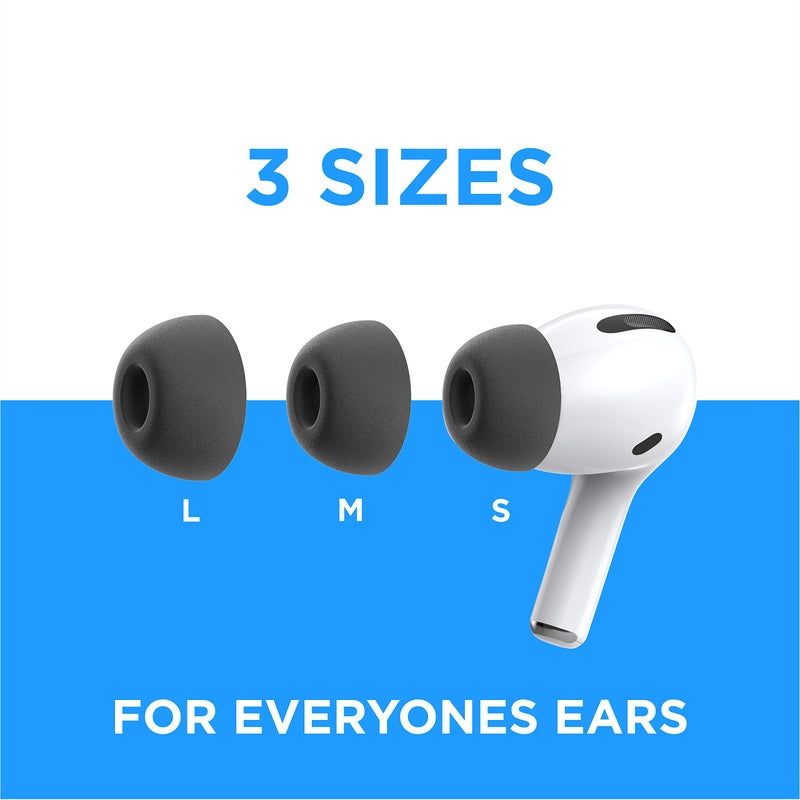 AutoLine Pro Foam Masters Memory Foam Ear Tips for AirPods Pro 1st & 2nd Gen | Comfortable | Secure | Better Noise Cancellation | Version 3.0 Replacement Buds (Small, Med, Large - 3 Pairs, Black) - Image 5