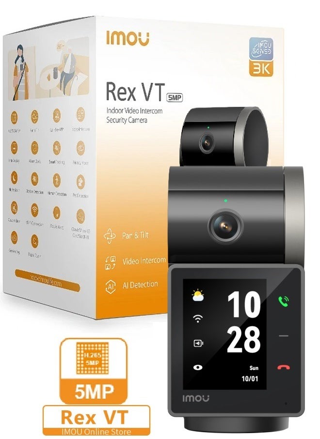 Rex VT 5MP Indoor Video Intercom Security Camera One-touch Video Call, 3K QHD Image, Human & Pet Detection, Powered by IMOU SENSE® and Abnormal Sound Alarm