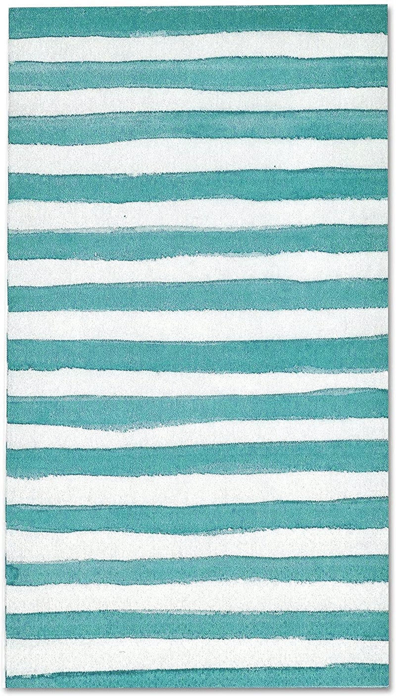 Gift Boutique 100 Teal & White Stripe Guest Napkins 3 Ply Disposable Paper Pack Aqua Blue Striped Dinner Hand Napkin for Bathroom Powder Room Wedding Holiday Bridal & Baby Shower Decorative Towels - Image 1