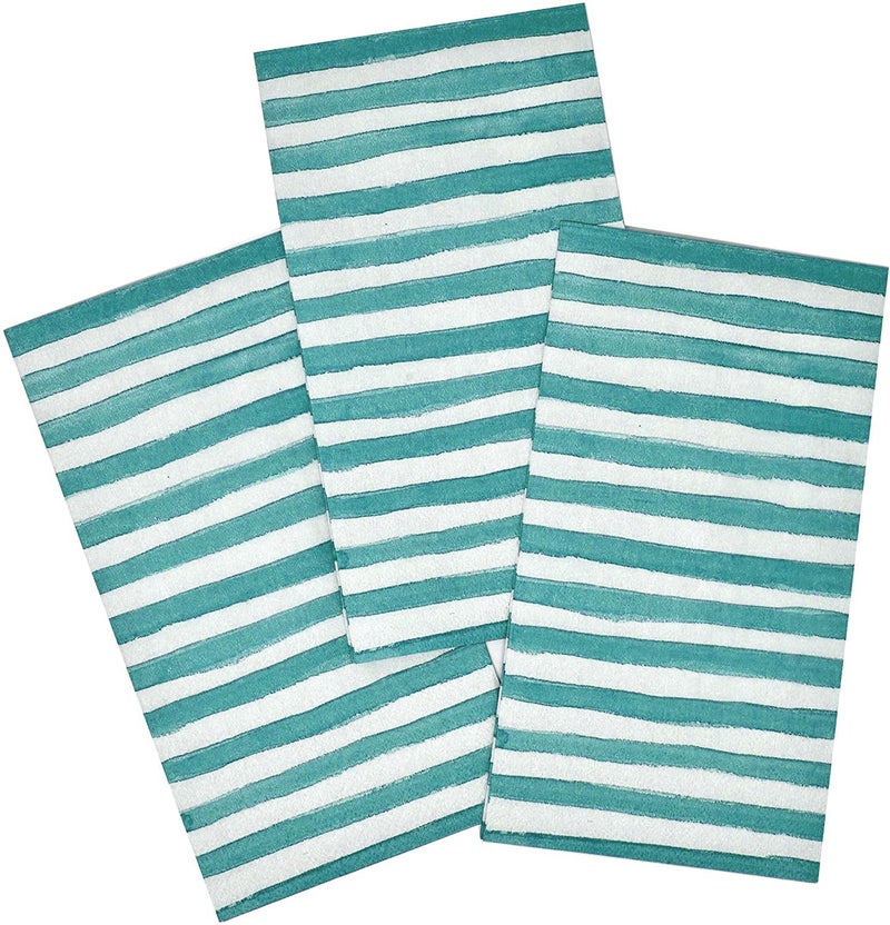 Gift Boutique 100 Teal & White Stripe Guest Napkins 3 Ply Disposable Paper Pack Aqua Blue Striped Dinner Hand Napkin for Bathroom Powder Room Wedding Holiday Bridal & Baby Shower Decorative Towels - Image 3