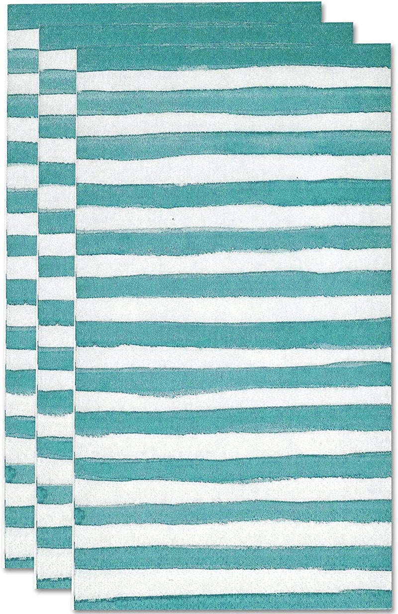 Gift Boutique 100 Teal & White Stripe Guest Napkins 3 Ply Disposable Paper Pack Aqua Blue Striped Dinner Hand Napkin for Bathroom Powder Room Wedding Holiday Bridal & Baby Shower Decorative Towels - Image 4