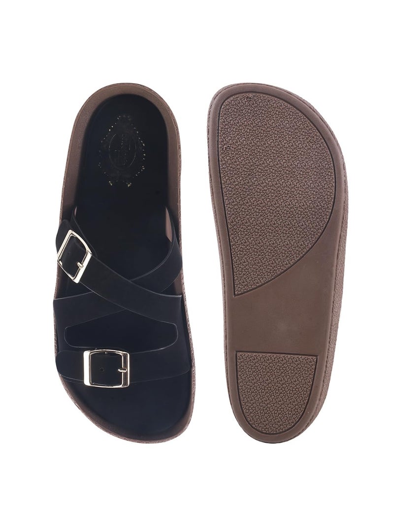 Shoetopia صنادل شوتوبيا النسائية المسطحة باللون الأسود أنيقة ومريحة وسهلة الارتداء مع وسادة قدم ناعمة، sole مضاد للانزلاق - مثالية للأحذية اليومية غير الرسمية EU-41 - Image 5