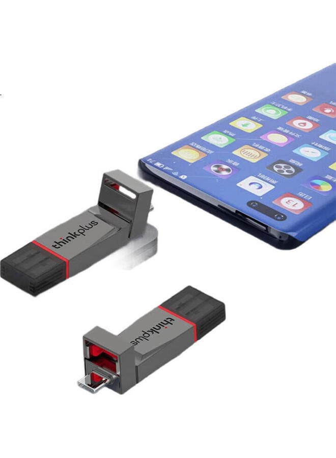 thinkplus Thinkplus Lenovo Metal Usb Flash Drive, 128Gb, Usb3.2 High Read Speed, Type-C Dual Interface, Compatible With Phones And Computers, Business Office Usb Drive, Tu280 Series - Image 2