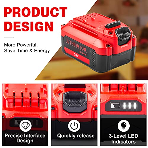 Fancy Buying 20V 6000mAh Lithium Battery Repalcement for Craftsman V20 Lithium Ion Battery CMCB202 CMCB202-2 CMCB204 CMCB204-2 CMCS500B CMCD700C1 (2 Pack) - Image 2
