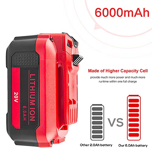 Fancy Buying 20V 6000mAh Lithium Battery Repalcement for Craftsman V20 Lithium Ion Battery CMCB202 CMCB202-2 CMCB204 CMCB204-2 CMCS500B CMCD700C1 (2 Pack) - Image 5