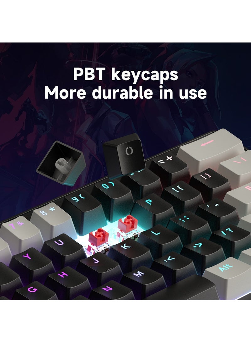 UCHUANG 61 Keys Mechanical Gaming Keyboard 60% Mini Type-C Wired - Rainbow Backlight Effect -Side streaming RGB light effect- Hot Swappable - Gasket Mounted Design - (Red Switch)  - Image 4
