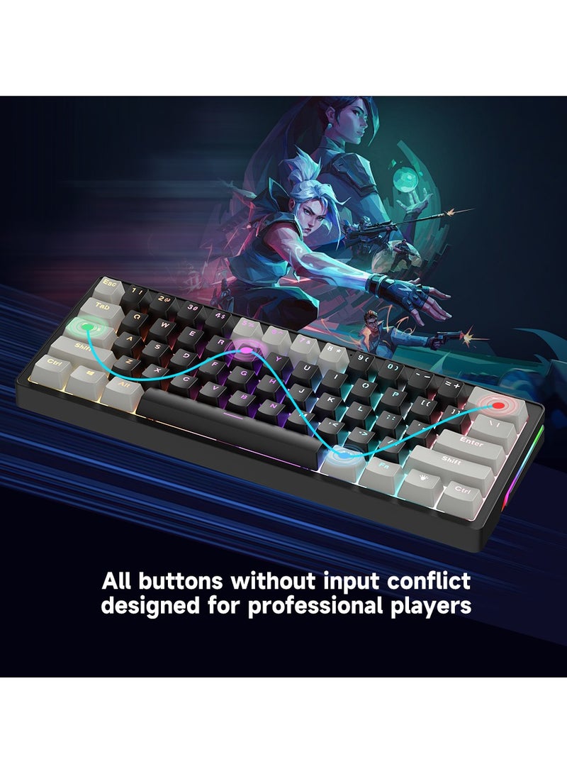 UCHUANG 61 Keys Mechanical Gaming Keyboard 60% Mini Type-C Wired - Rainbow Backlight Effect -Side streaming RGB light effect- Hot Swappable - Gasket Mounted Design - (Red Switch)  - Image 1