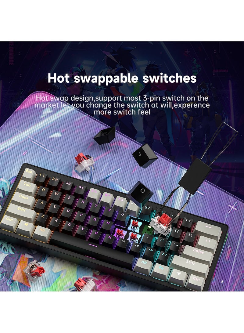UCHUANG 61 Keys Mechanical Gaming Keyboard 60% Mini Type-C Wired - Rainbow Backlight Effect -Side streaming RGB light effect- Hot Swappable - Gasket Mounted Design - (Red Switch)  - Image 5