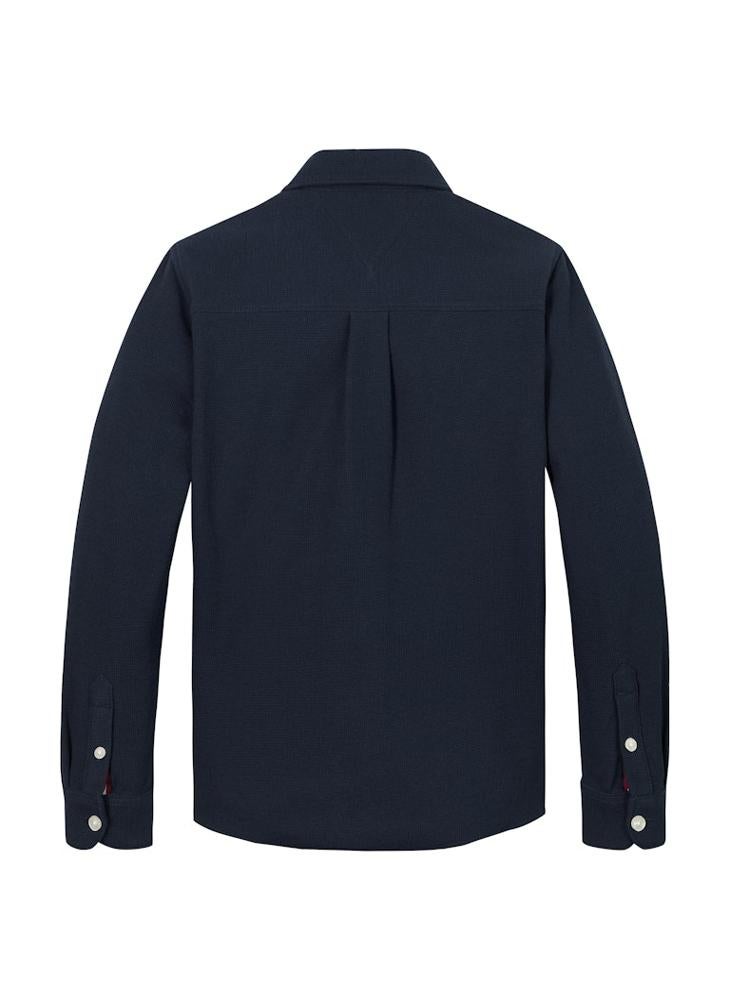 TOMMY HILFIGER Youth Micro Waffle Long Sleeve Regular Shirt  - Image 5