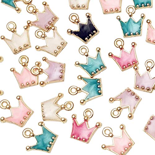 Dandan DIY 30pcs Mini Multi-Colors Colorful Alloy Crown Pendant for Necklace Bracelet Jewelry Making Clothes Sewing Bag Decoration Charm Diy Scrapbooking Supply(Crown) - Image 1