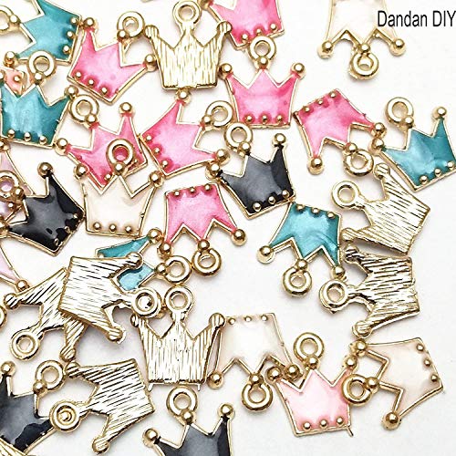 Dandan DIY 30pcs Mini Multi-Colors Colorful Alloy Crown Pendant for Necklace Bracelet Jewelry Making Clothes Sewing Bag Decoration Charm Diy Scrapbooking Supply(Crown) - Image 2