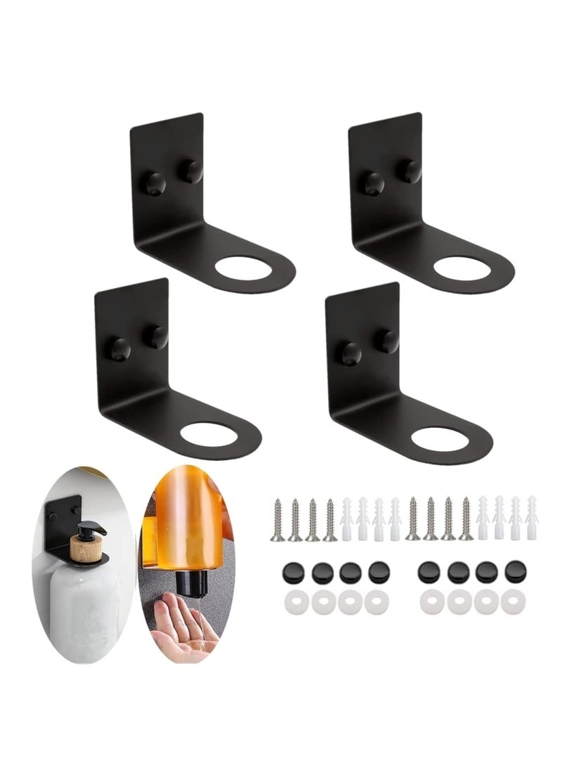 BiJun BiJun Soap Bottle Dispenser Holder Wall Mounted Hand Pump Bottles Dispenser Stand Hanging Rack Shampoo Standing Shelf Storage Holder Bracket for Bathroom Kitchen Black 4 Pack 