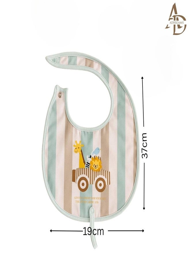 Adhigams Jungle Wheels 100% Organic Cotton Baby Bibs Set of 2 | Soft Washable Feeding Bib & Apron for newborn Boys & Girls | Waterproof, Adjustable Drool Bibs & Baby Shower Gift Essentials - Image 4