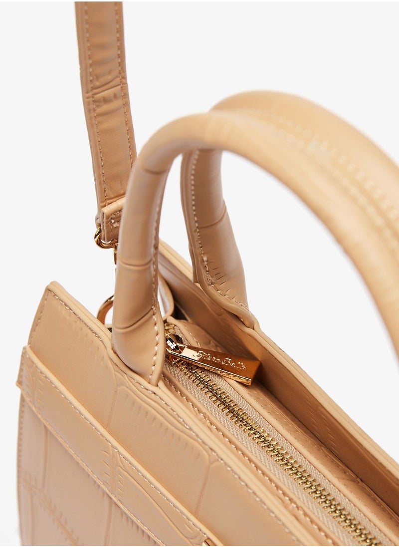 Flora Bella - Textured Shoulder Bag with Detachable Strap and Zip Closure - Image 1