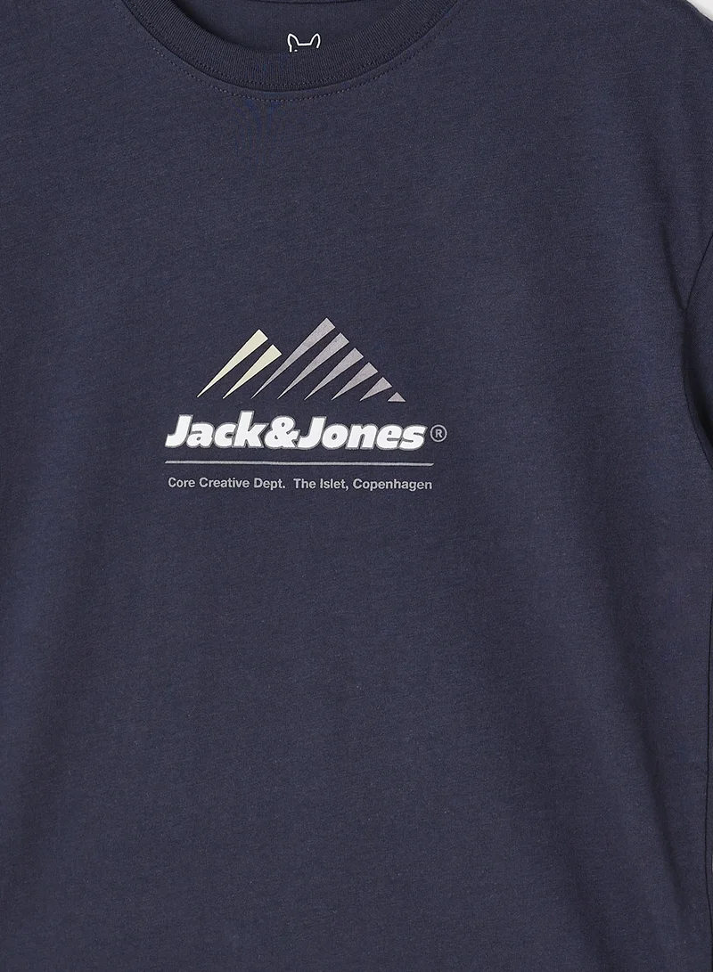 جاك وجونز جونيور Kids Logo Print Crew Neck T-Shirt
