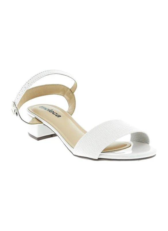 MOLECA Moleca Ladies Mid Heel Sandals Off White | Made In Brazil