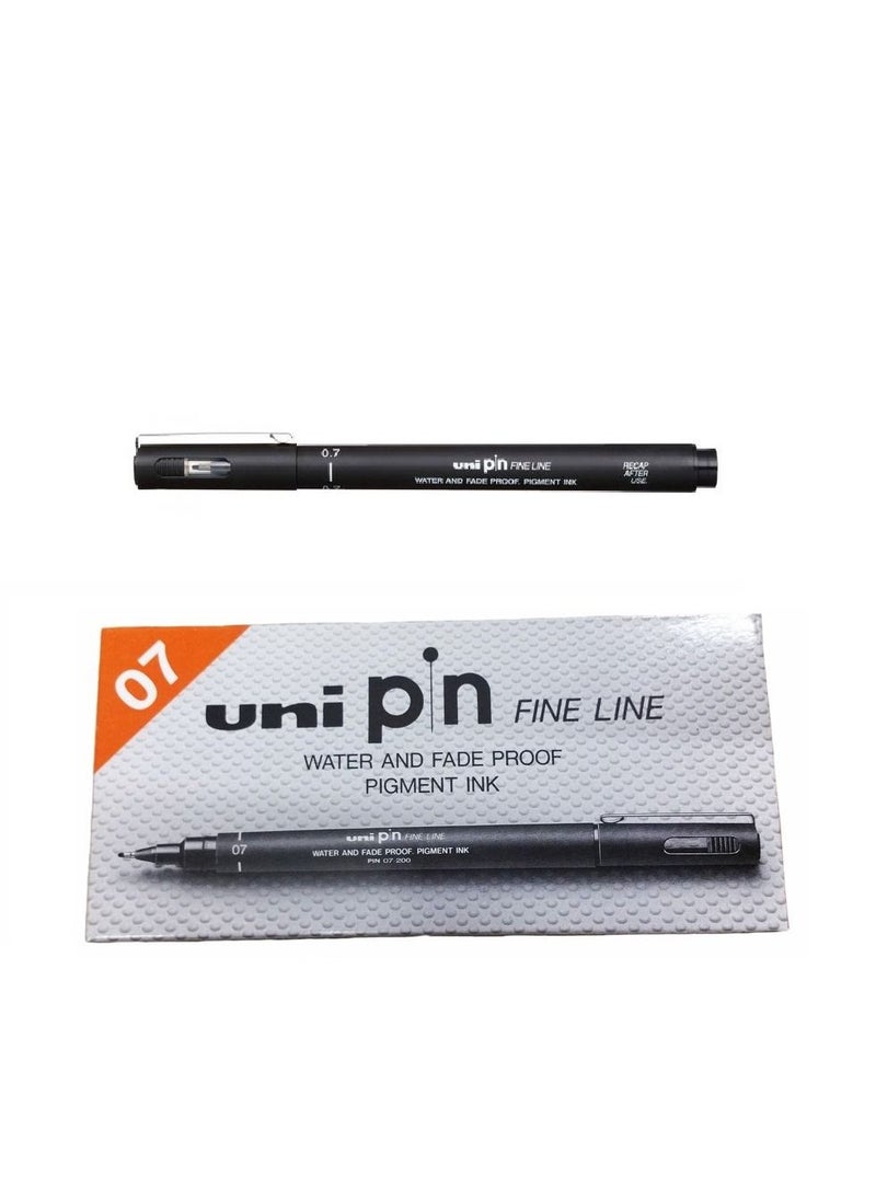12-Piece Unipin Fineliner Pen 0.7mm Tip Black Ink