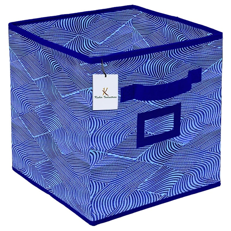 Kuber Industries Kuber Industries Laheriya Design Non Woven 2 Pieces Small Foldable Storage Organiser CubesBoxes Blue Orange CTKTC36083Standard  - Image 3
