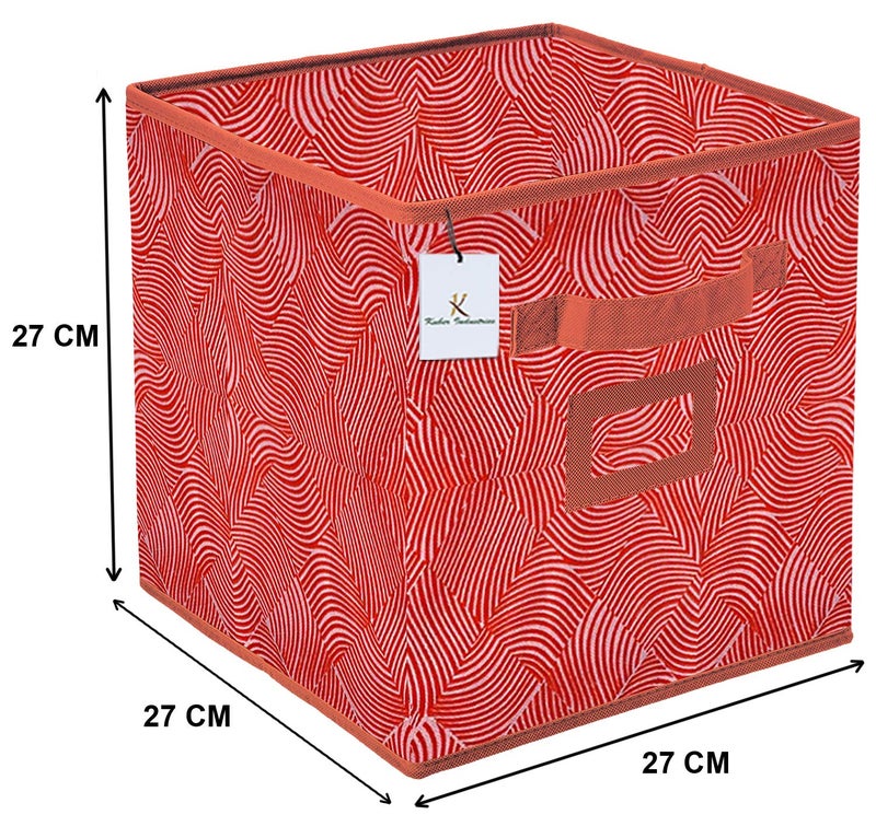 Kuber Industries Kuber Industries Laheriya Design Non Woven 2 Pieces Small Foldable Storage Organiser CubesBoxes Blue Orange CTKTC36083Standard  - Image 2