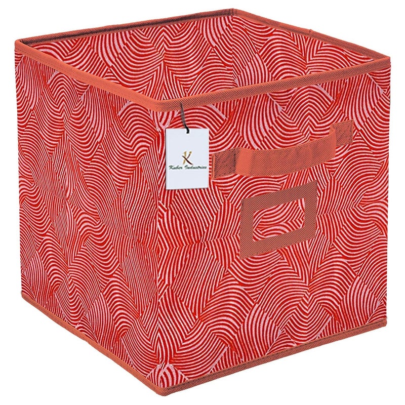 Kuber Industries Kuber Industries Laheriya Design Non Woven 2 Pieces Small Foldable Storage Organiser CubesBoxes Blue Orange CTKTC36083Standard  - Image 4