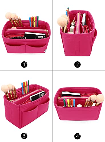 LEXSION Felt Purse Bag Organizer Insert with zipper Bag Tote Shaper Fit Speedy Neverful PM MM 8021 Rosy L2 - Image 4