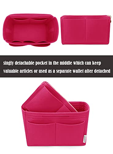 LEXSION Felt Purse Bag Organizer Insert with zipper Bag Tote Shaper Fit Speedy Neverful PM MM 8021 Rosy L2 - Image 2