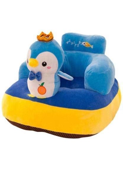 ToyHub ToyHub Kids Sofa Seat Soft Plush Cushion Baby Sofa Chair for Kids Christmas Gift Penguin Design Blue Yellow  - Image 1