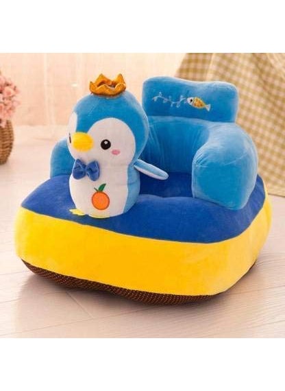 ToyHub ToyHub Kids Sofa Seat Soft Plush Cushion Baby Sofa Chair for Kids Christmas Gift Penguin Design Blue Yellow  - Image 2