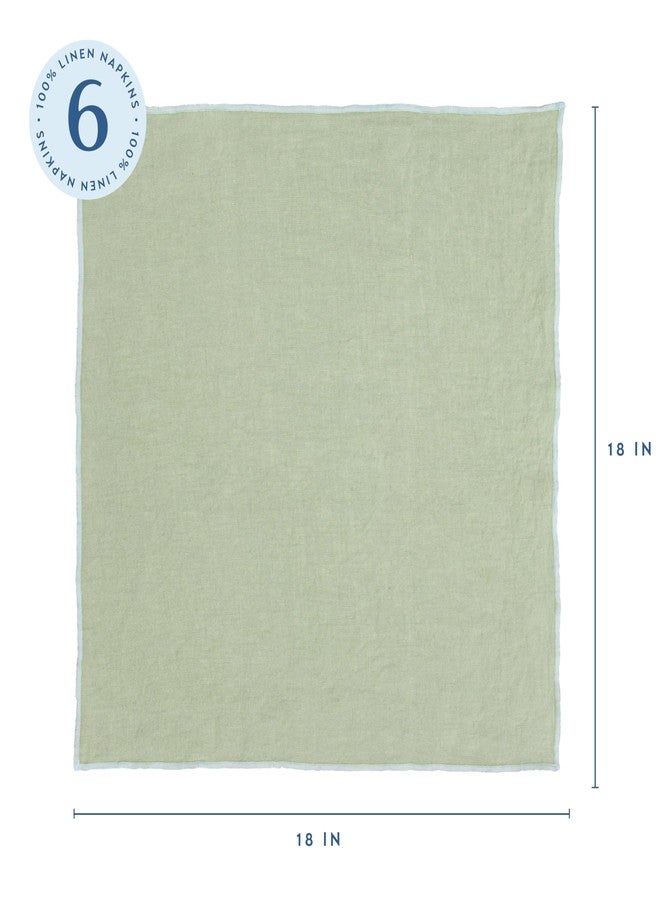 ELYN Linen Napkins, Reusable & Washable Cloth Napkins, Made with 100% European Flax Linen, Set of 6, 18 x18 inches, Soft & Elegant Dinner Napkins for All Occasions & Home Décor (Sage/Light Blue) - Image 2