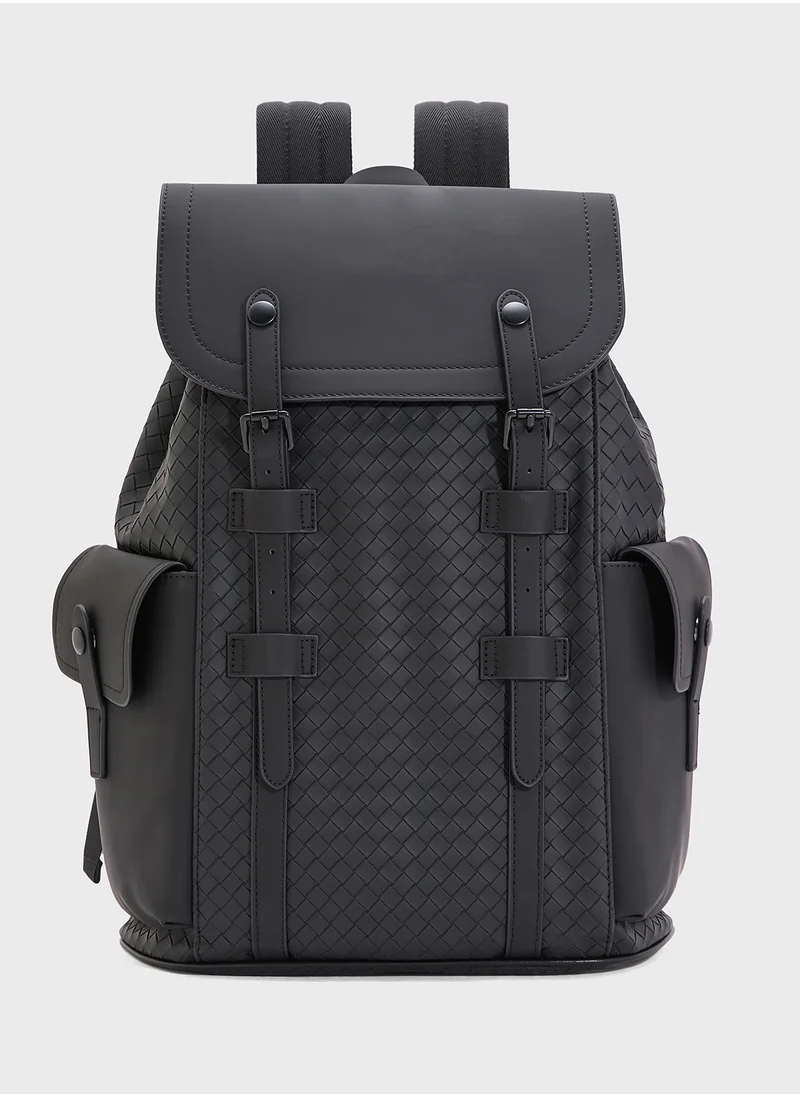 Robert Wood Premium Faux Leather Textured Backpack
