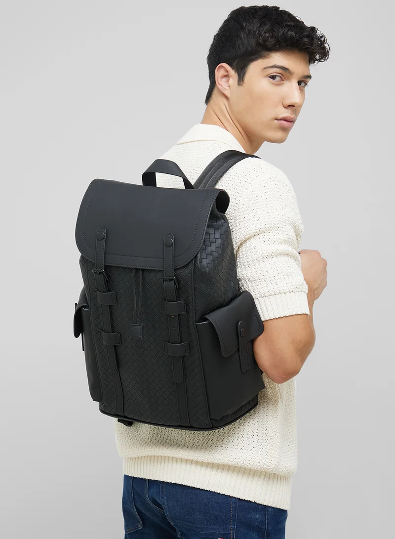 Robert Wood Premium Faux Leather Textured Backpack