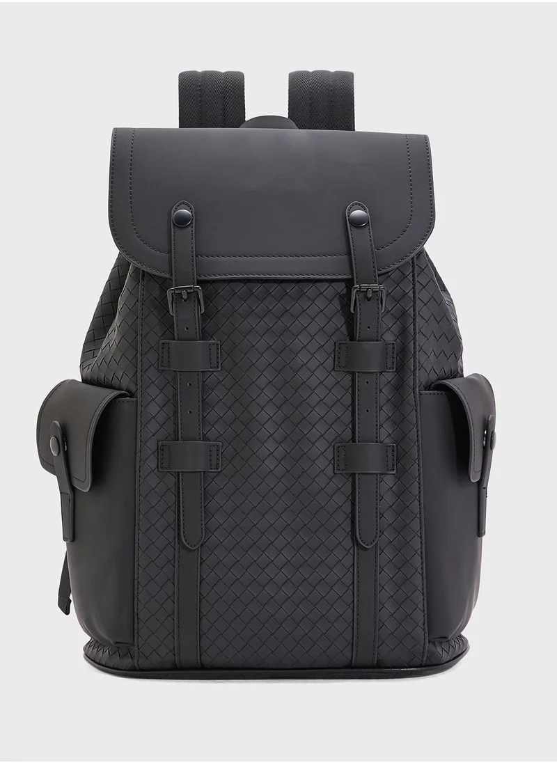 Robert Wood Premium Faux Leather Textured Backpack